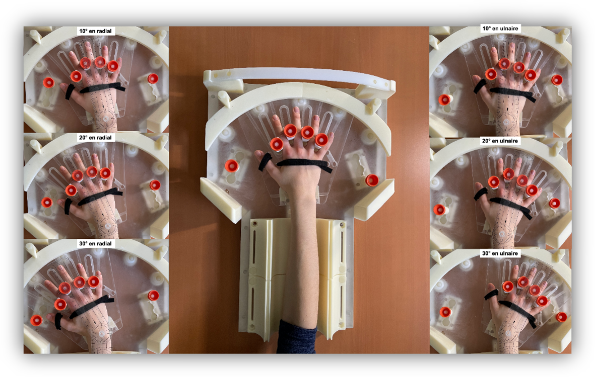 Hand movement control device for dynamic MRI examination